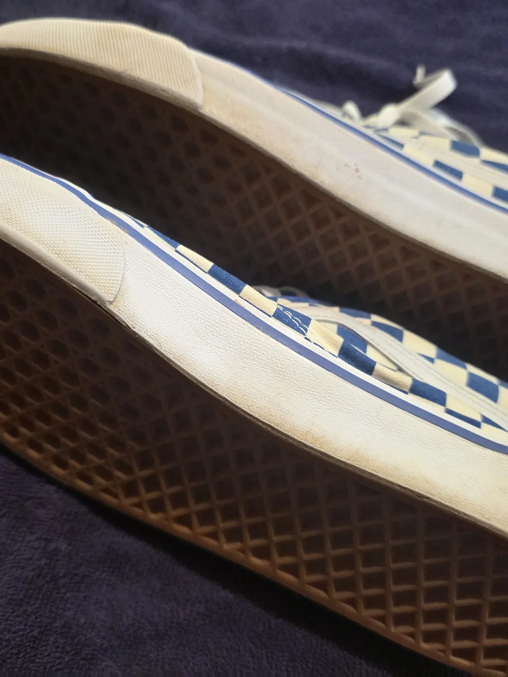Vans Blue and White Checkerboard Low-Top Sneakers M 8.5   W 10